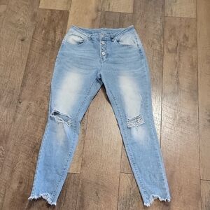 Sky Blue Ripped Skinny Jeans